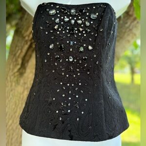 WHITE HOUSE BLACK MARKET Black Bustier with Rhinestones NEW size 00
